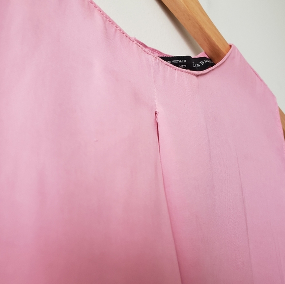 Zara Basics Pink Pleated High Neck Blouse - Picture 5 of 8